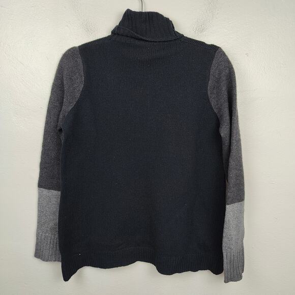 Vince Wool Cashmere Sweater Womens Small Black Gray Colorblock Turtleneck Preppy - Picture 5 of 9